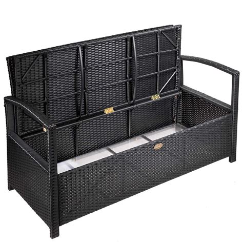 Black Outdoor Storage Bench