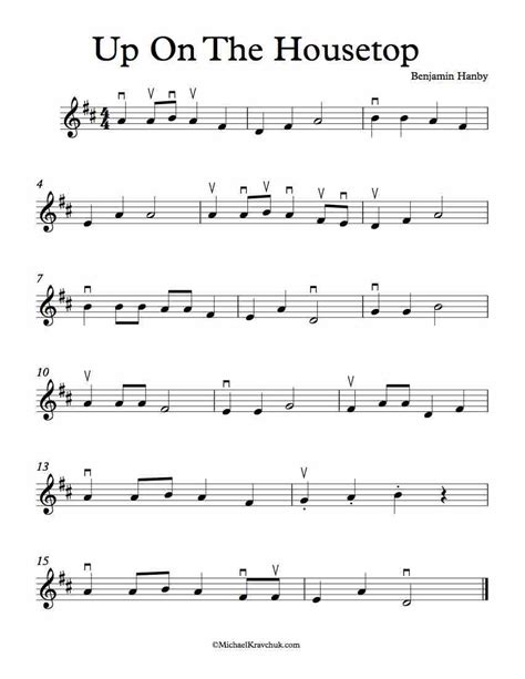 Free Violin Sheet Music – Up On The Housetop – Michael Kravchuk