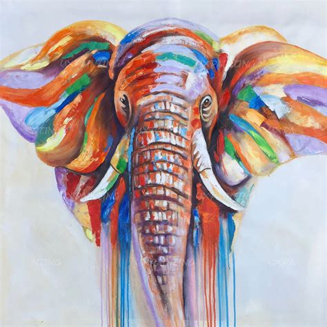 Elephant Painting Impressionist Africa Elephant palette knife wild Animal Paintings On Canvas ...