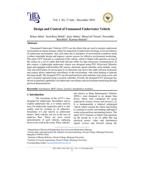 (PDF) Design and Control of Unmanned Underwater Vehicle