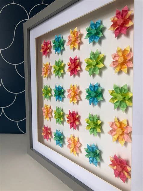 Origami Wall Art, Origami Flowers, Valentine's Day Gift, Origami Gift, Unique Gift, Framed Art ...