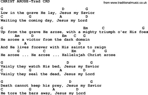 Gospel Song: Christ Arose-Trad, lyrics and chords.