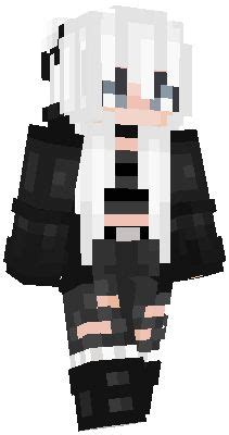 White Hair Black Hoodie Ripped Jeans Boots - slim | Minecraft skins ...