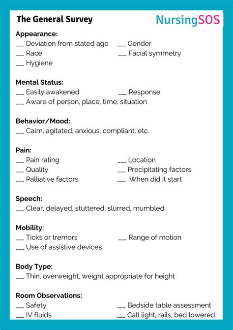 Quick Nursing Assessment Cheat Sheet