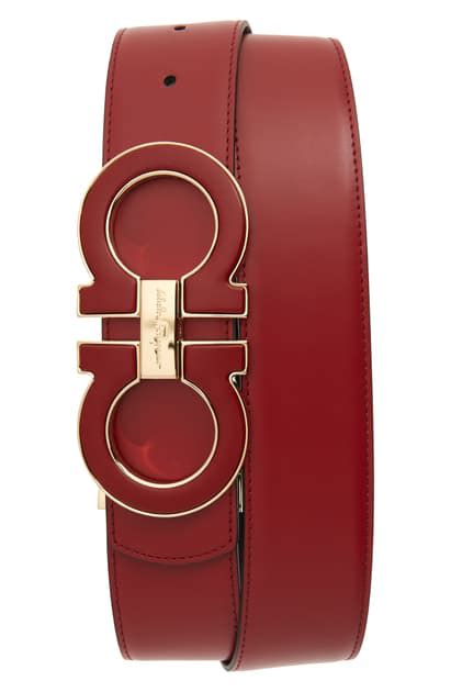 Salvatore Ferragamo Men's Gancini Reversible Leather Belt In Red/ Black ...