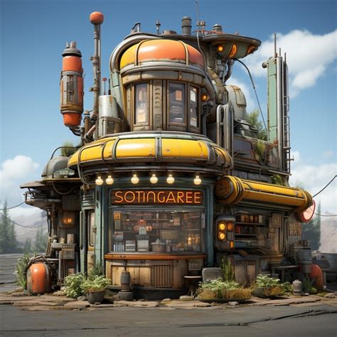 Premium AI Image | Stylized Solarpunk Building