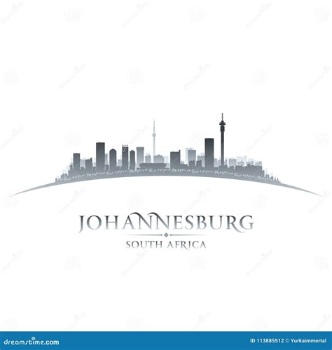 Johannesburg South Africa City Skyline Silhouette White Background ...