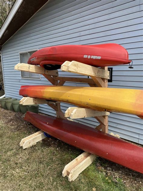 Finally got around making a kayak rack this weekend : Kayaking