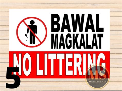 Bawal Magtapon ng Basura Bawal Magkalat No Littering Signage (Laminated ...