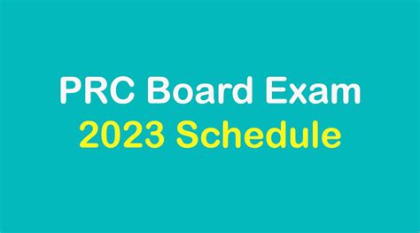 PRC Board Exam Schedule 2023