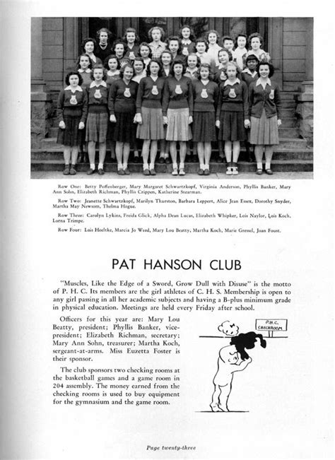 Columbus High School (CHS) 1945 Yearbook (Log) Clubs, Pat Hanson Club (PHC), Columbus Indiana ...