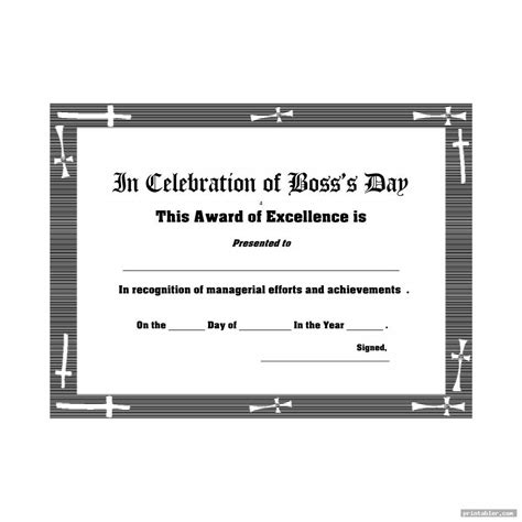 Best Boss Award Certificate Printable - Gridgit.com