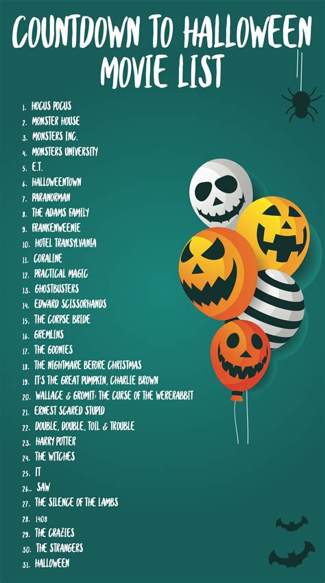 Halloween Movie Countdown Calendar - Printable Kids Entertainment