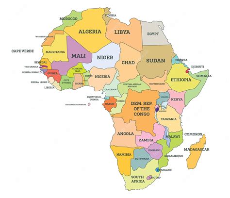 Premium Vector | Political Map of Africa Map with Name of Countries ...