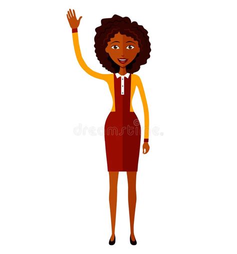 African Animation Business Lady Gir with Arms Crossed Isolated on White ...