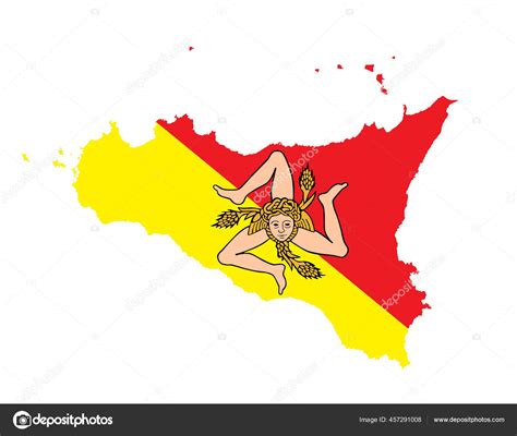 Sicily Vector Map Silhouette Illustration Isolated White Background Flag Sicily Stock Vector ...