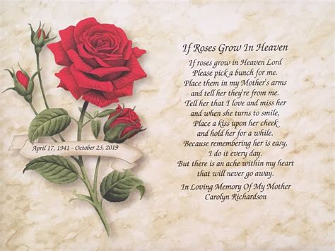 In Memory of Mom Loss of Mother Sympathy Poem Memorial Gift | Etsy