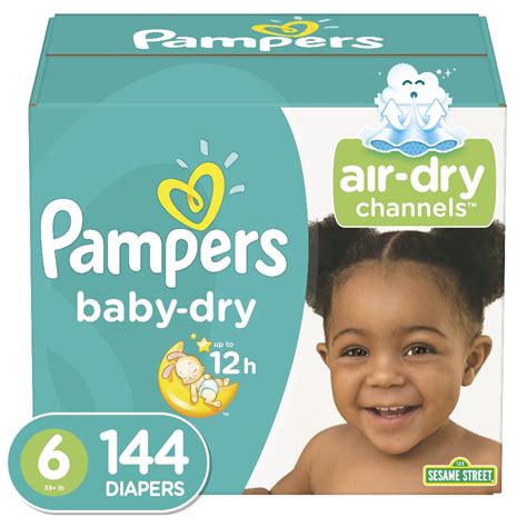 Pampers Baby-Dry Extra Protection Diapers Size 6, 144 Ct Fun colorful ...