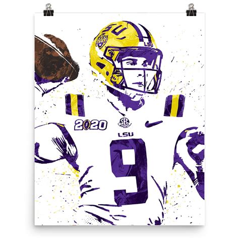 Joe Burrow LSU Tigers Football Poster Man Cave Sports Art | Etsy