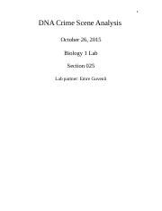 Lab Report-DNA Crime Scene Analysis - 1 DNA Crime Scene Analysis ...