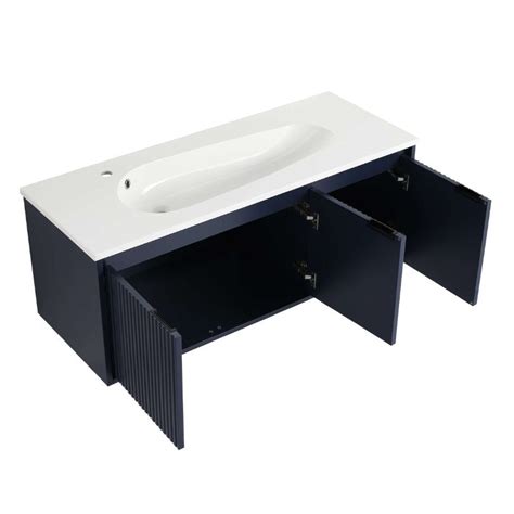 48" Navy Drop-Shaped Sink Floating Bathroom Vanity -CharmyDecor ...