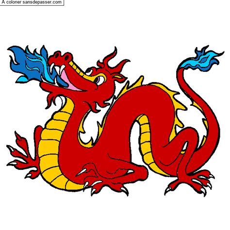 Dessin colorié : Coloriage Dragon chinois par un invité - Sans Dépasser