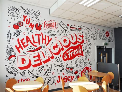 Cafe wall mural design for Lincoln College by Root Studio on Dribbble