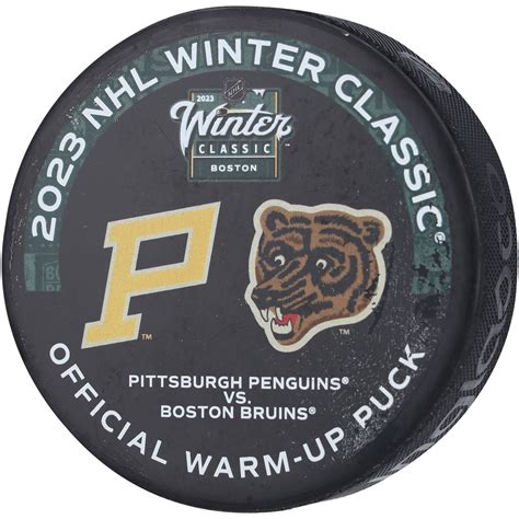 Pittsburgh Penguins vs. Boston Bruins Warmup-Used Puck from the 2023 NHL Winter Classic on ...