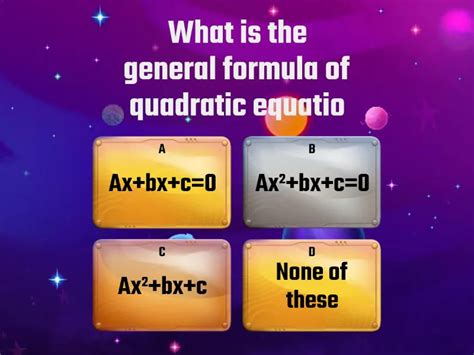 quadratic equation - Quiz
