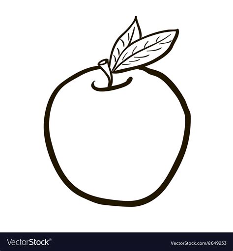 Black and white freehand drawn cartoon apple Vector Image