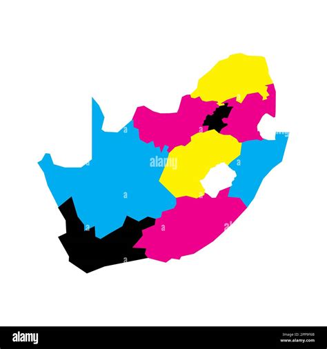 South Africa political map of administrative divisions - provinces. Blank vector map in CMYK ...