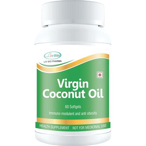 Virgin Coconut Oil Capsule - 1000 mg 60 Softgels - Liv Bio Pharma