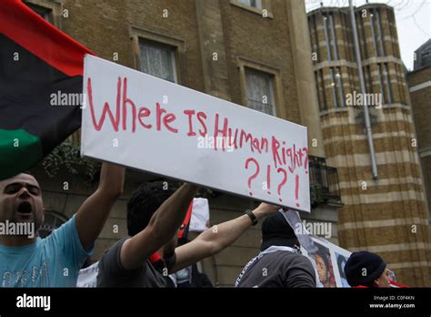 Human rights in Libya placard Stock Photo - Alamy