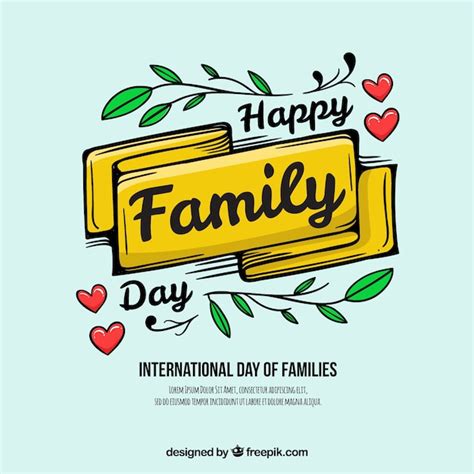 Free Vector | Happy family day background with ribbon and leaves