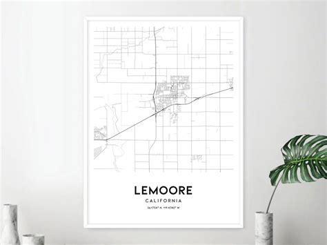 Lemoore Map Print, Lemoore Map Poster Wall Art, Ca City Map, California Print Street Map Decor ...