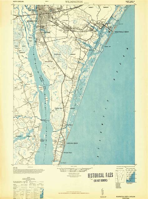 Wilmington, North Carolina 1948 (1948b) USGS Old Topo Map 15x15 Quad - OLD MAPS