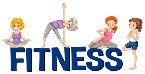 Font design with word fitness with people exercising 445931 Vector Art at Vecteezy