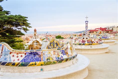 Colorful Mosaic Bench of Park Guell, Designed BY Gaudi stock photos - FreeImages.com