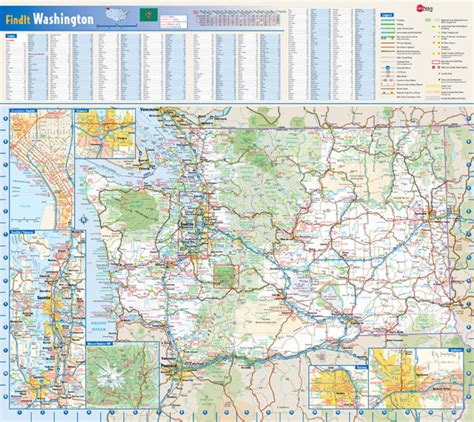 Large roads and highways map of Washington state with national parks ...