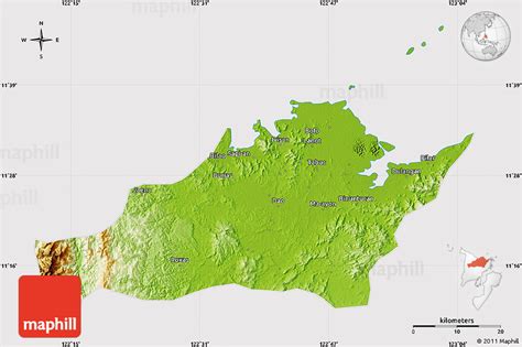 Physical Map of Capiz, cropped outside