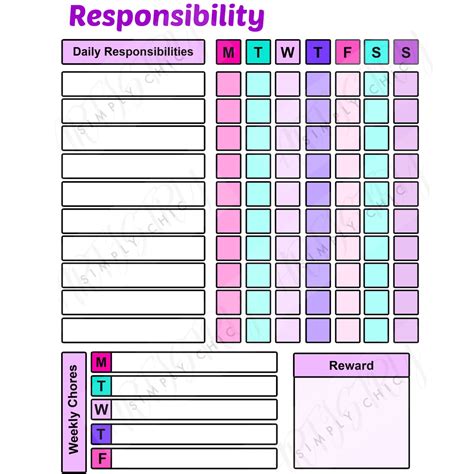 Responsibility And Chore Chart For Kids With Printable Chore Chart - Chore & Routines Printable