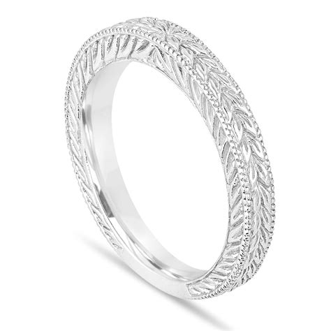 Platinum Wedding & Anniversary Band Vintage Antique Style Engraved ...