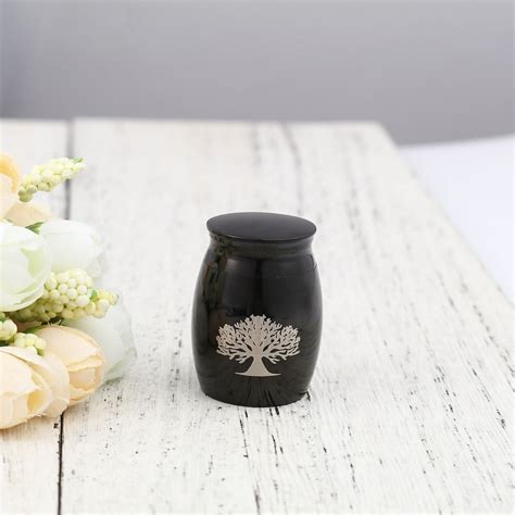 Black Family Tree of Life Keepsake Funeral Cremation Urn for Ashes Mini ...