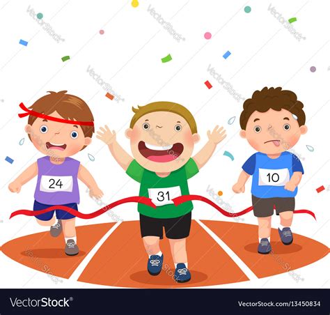 Boys on a race track Royalty Free Vector Image