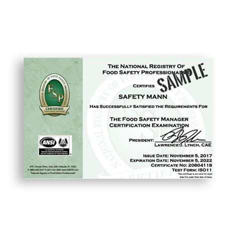 Manager Food Safety Certificate Reprint | NRFSP