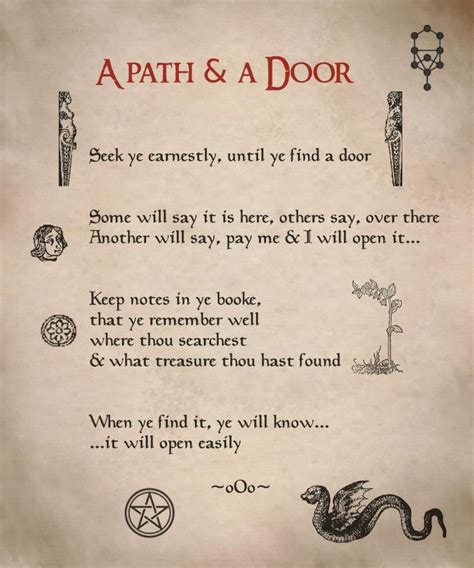 "A Path and a Door" | Wiccan spell book, Book of shadows, Witch spell book