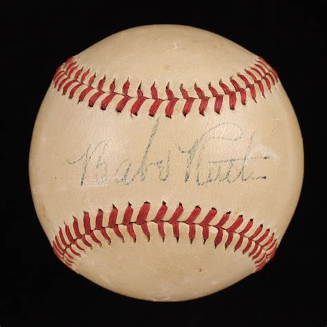 Babe Ruth Single Signed Baseball with Beautiful Sweet Spot Signature ...