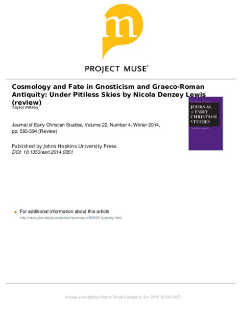 (PDF) Cosmology and Fate in Gnosticism and Graeco-Roman Antiquity ...