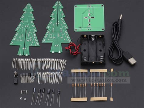 DIY 3D Xmas Tree Kit RGB Flashing LED Circuit Kit Colorful Christmas ...