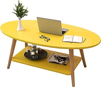Amazon.co.jp: Oval Coffee Table, Double Coffee Table, Living Room Table ...